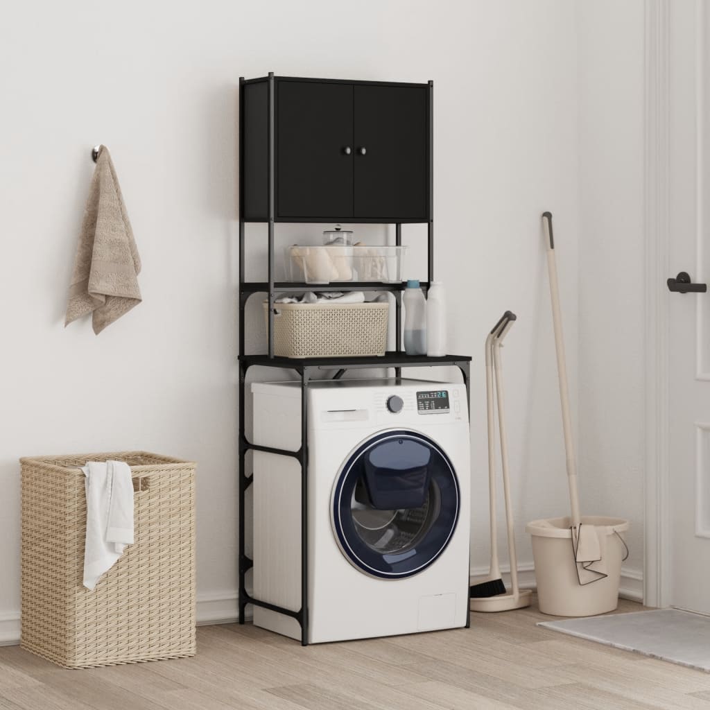 Washing Machine Cabinet Black 68x48.5x194 cm Engineered Wood