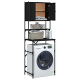 Washing Machine Cabinet Black 68x48.5x194 cm Engineered Wood - Rear View