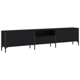 TV Cabinet with Drawer Black 200x25x44 cm Engineered Wood - Front View