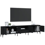 TV Cabinet with Drawer Black 200x25x44 cm Engineered Wood - Top-Down View