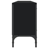 TV Cabinet with Drawer Black 200x25x44 cm Engineered Wood - Close-Up Angle