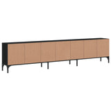 TV Cabinet with Drawer Black 200x25x44 cm Engineered Wood - Low Angle