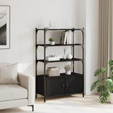 Bookcase 3-Tier Black 70x30x109.5 cm Engineered Wood - Side View