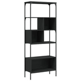 Bookcase 5-Tier Black 76x33x188.5 cm Engineered Wood - Front View