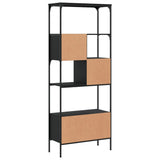 Bookcase 5-Tier Black 76x33x188.5 cm Engineered Wood - Close-Up Angle