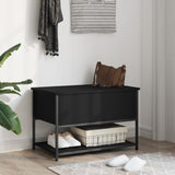 Storage Bench Black 70x42.5x47 cm Engineered Wood - Side View