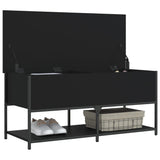 Storage Bench Black 100x42.5x47 cm Engineered Wood - 45-Degree Angle