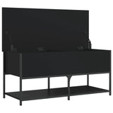 Storage Bench Black 100x42.5x47 cm Engineered Wood - Rear View
