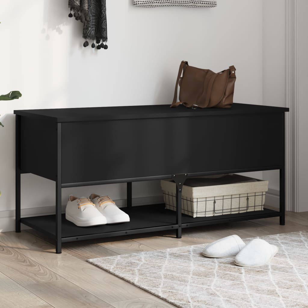 Storage Bench Black 100x42.5x47 cm Engineered Wood