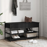Shoe Bench Black 100x42.5x50 cm Engineered Wood - Side View