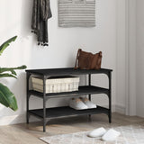 Shoe Bench Black 70x38.5x49 cm Engineered Wood - Side View