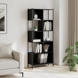 Bookcase Black 72x28x172 cm Engineered Wood - Side View