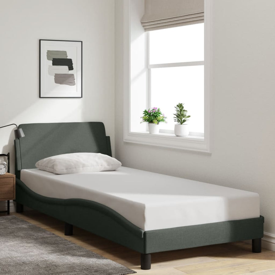 Bed Frame "Dover" Dark Grey 90x190 cm Fabric