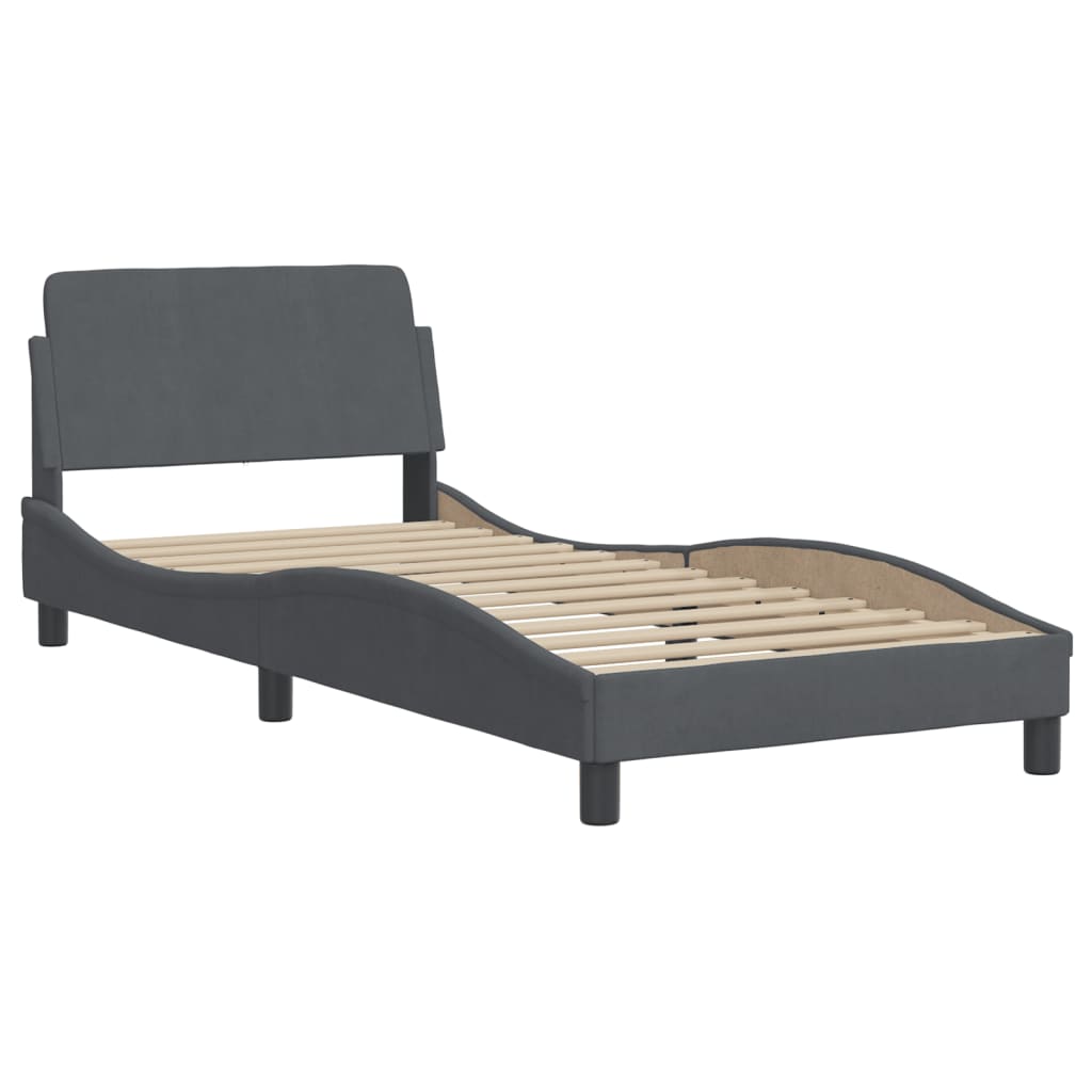 Bed Frame "Dover" Dark Grey 90x190 cm Velvet