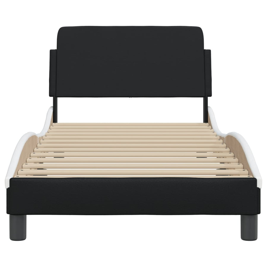 Bed Frame "Dover" Black and White 90x190 cm Faux Leather