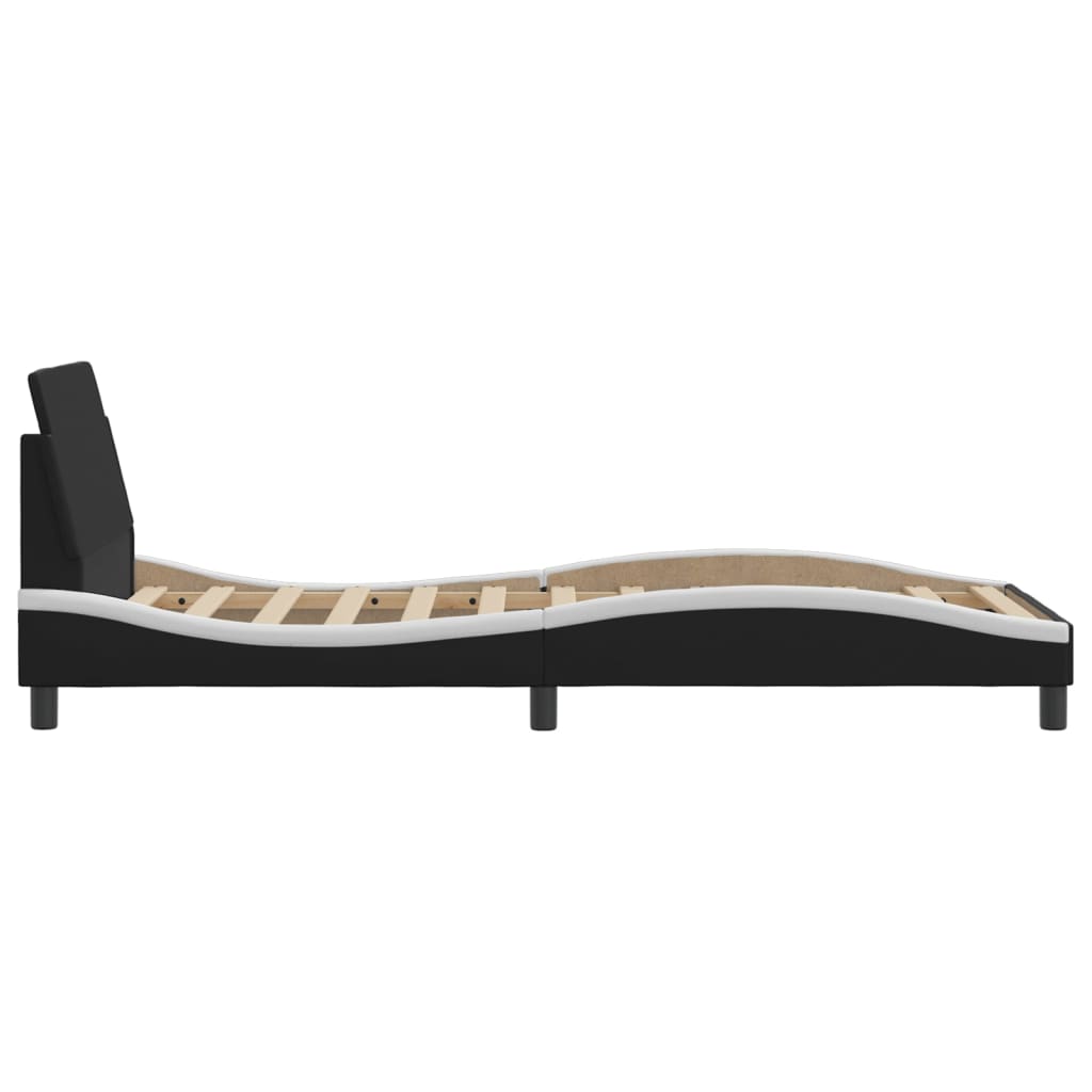 Bed Frame "Dover" Black and White 90x190 cm Faux Leather