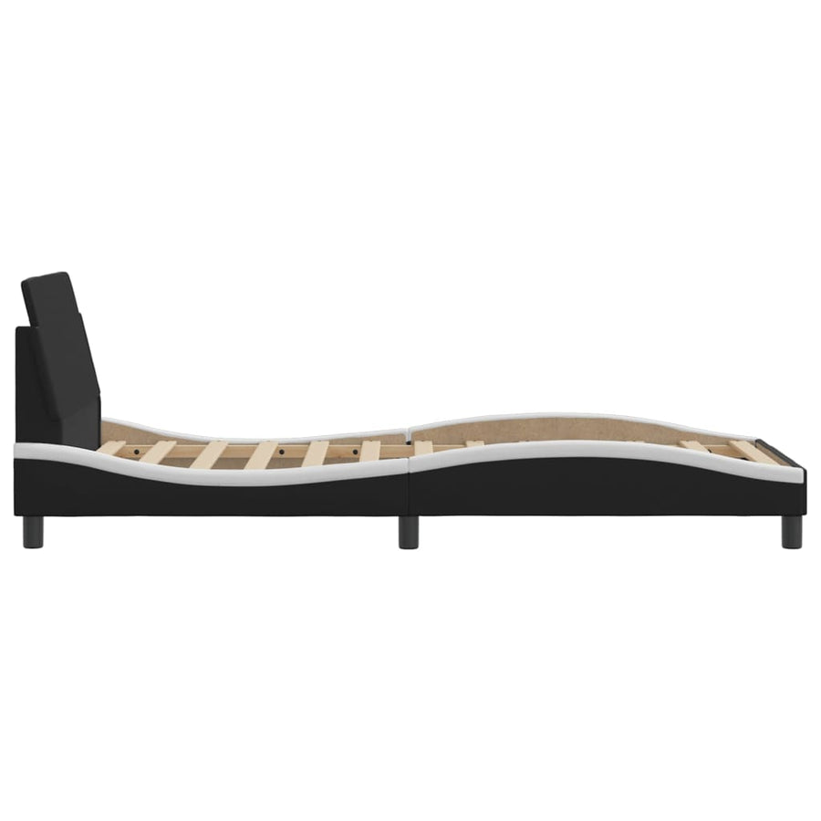 Bed Frame "Dover" Black and White 90x190 cm Faux Leather