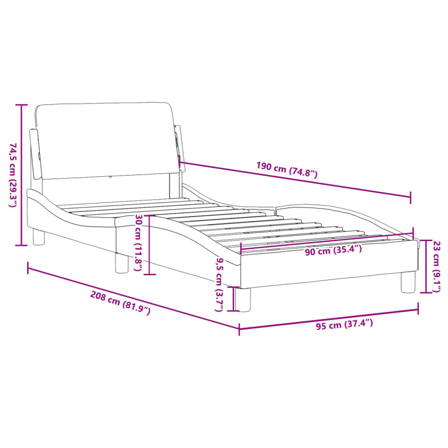 Bed Frame "Dover" Black and White 90x190 cm Faux Leather