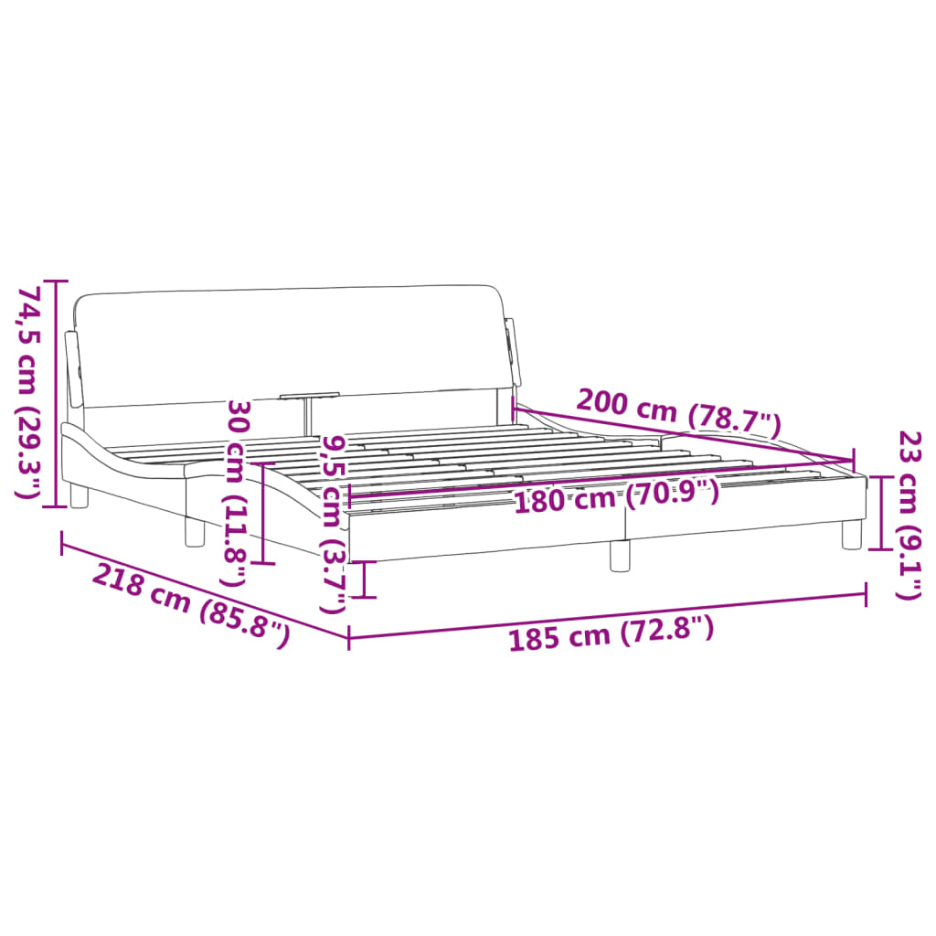 Bed Frame "Dover" Dark Grey 180x200 cm King Fabric