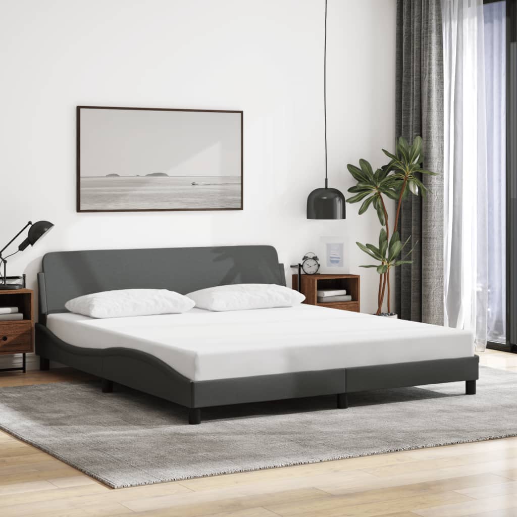Bed Frame "Dover" Dark Grey 180x200 cm King Fabric
