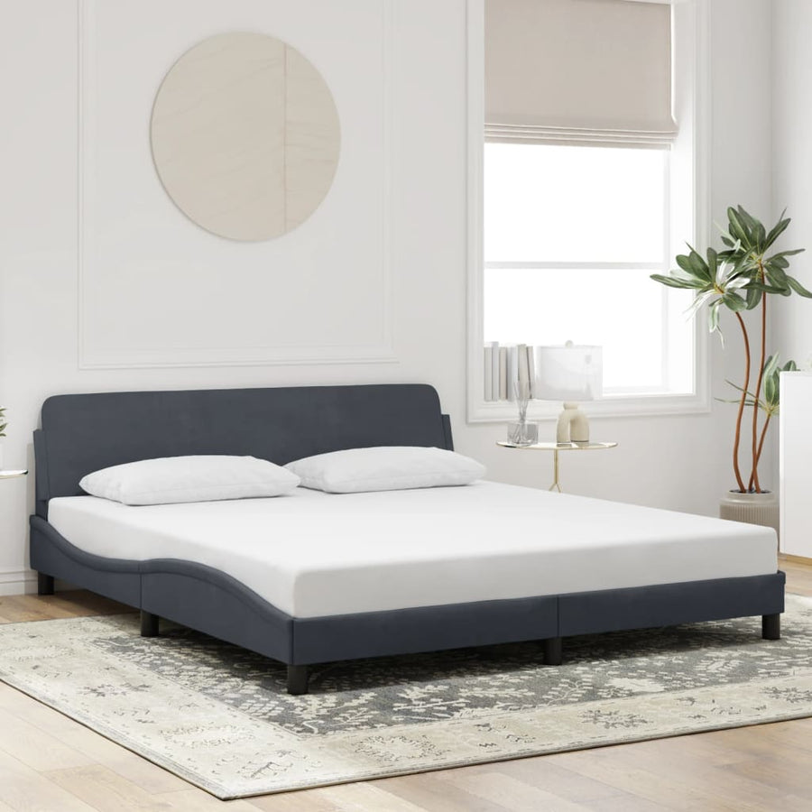 Bed Frame "Dover" Dark Grey 180x200 cm King Velvet