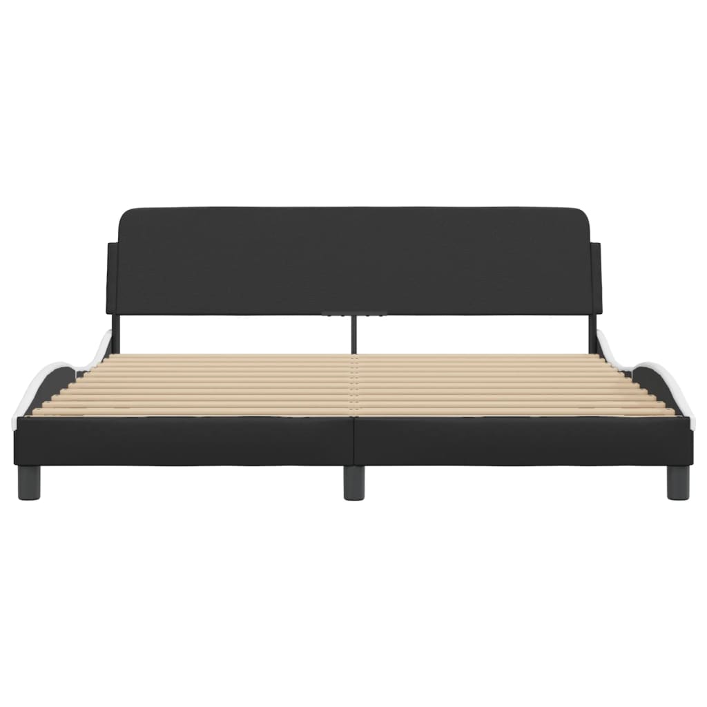 Bed Frame "Dover" Black and White 180x200 cm King Faux Leather