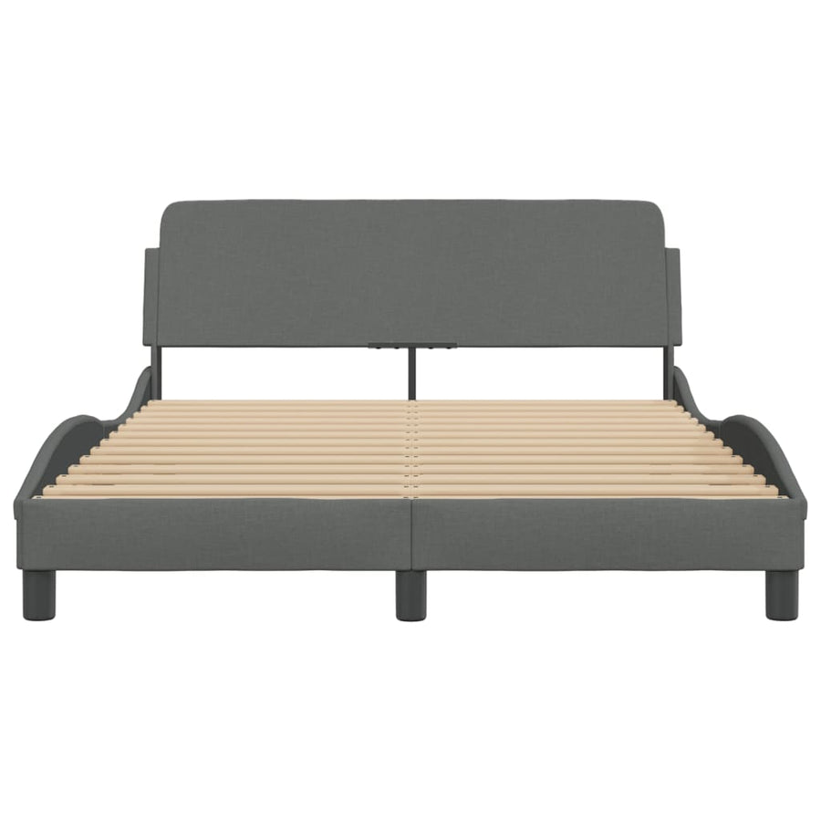 Bed Frame "Dover" Dark Grey 137x190 cm Double Fabric