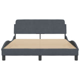 Bed Frame "Dover" Dark Grey 137x190 cm Double Velvet