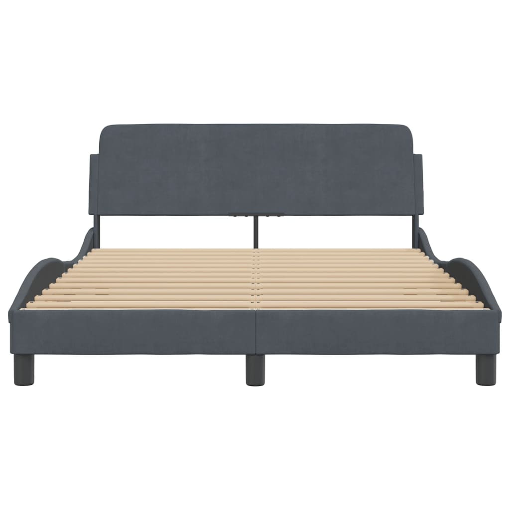 Bed Frame "Dover" Dark Grey 137x190 cm Double Velvet
