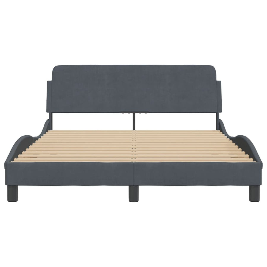 Bed Frame "Dover" Dark Grey 137x190 cm Double Velvet