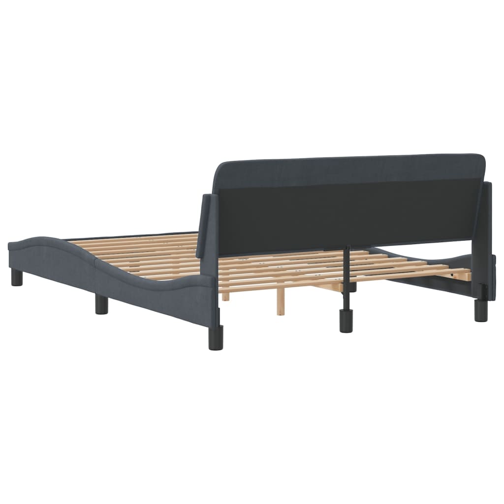Bed Frame "Dover" Dark Grey 137x190 cm Double Velvet