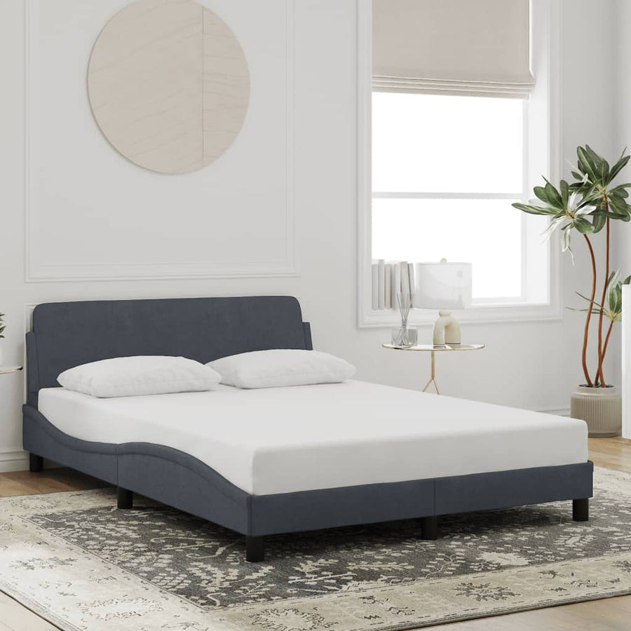 Bed Frame "Dover" Dark Grey 137x190 cm Double Velvet