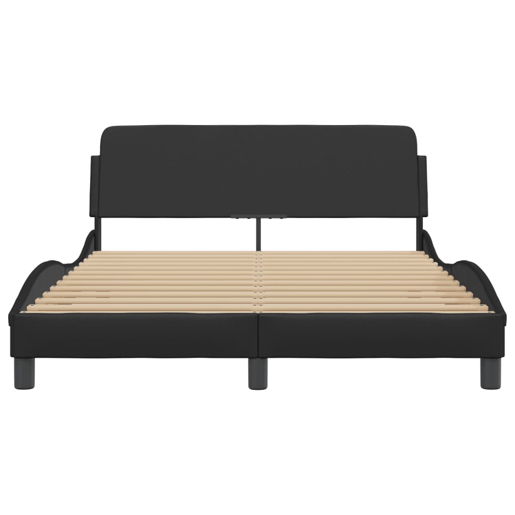 Bed Frame "Dover" Black 137x190 cm Double Faux Leather