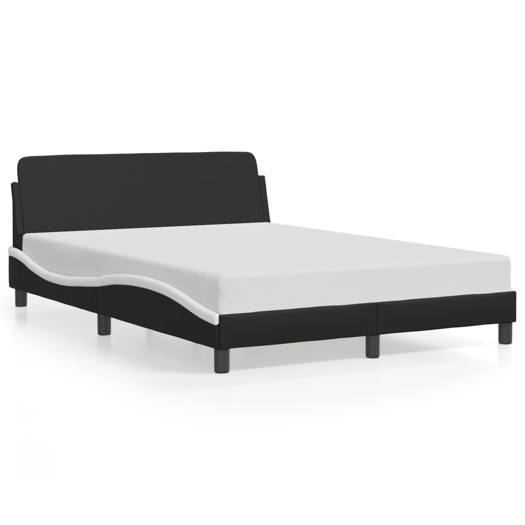 Bed Frame "Dover" Black and White 137x190 cm Double Faux Leather