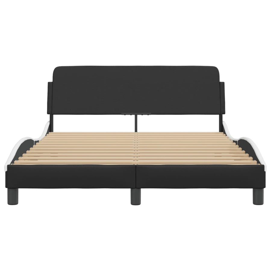 Bed Frame "Dover" Black and White 137x190 cm Double Faux Leather