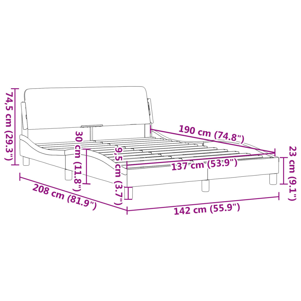 Bed Frame "Dover" Black and White 137x190 cm Double Faux Leather