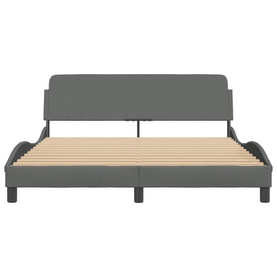 Bed Frame "Dover" Dark Grey 152x203 cm Queen Fabric
