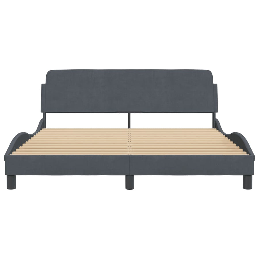 Bed Frame "Dover" Dark Grey 152x203 cm Queen Velvet