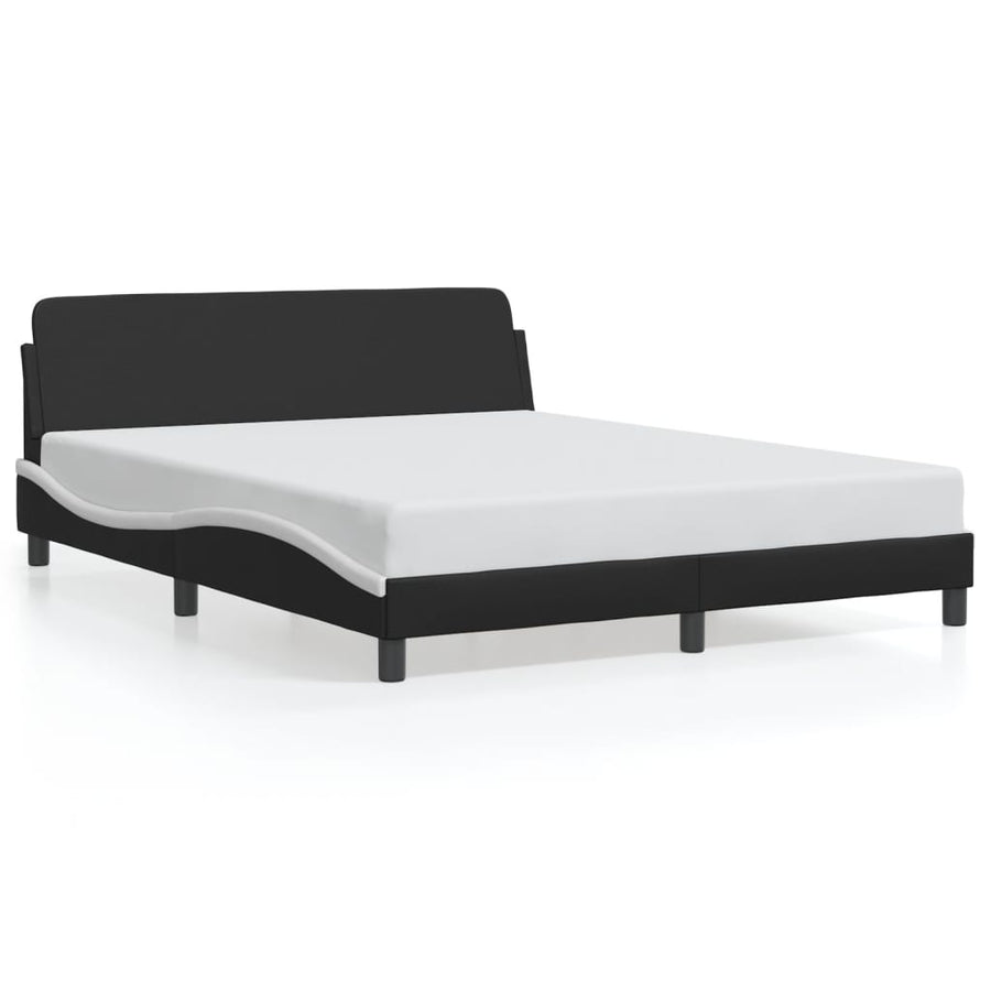 Bed Frame "Dover" Black and White 152x203 cm Queen Faux Leather