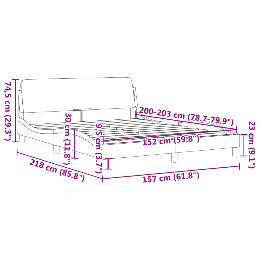 Bed Frame "Dover" Black and White 152x203 cm Queen Faux Leather