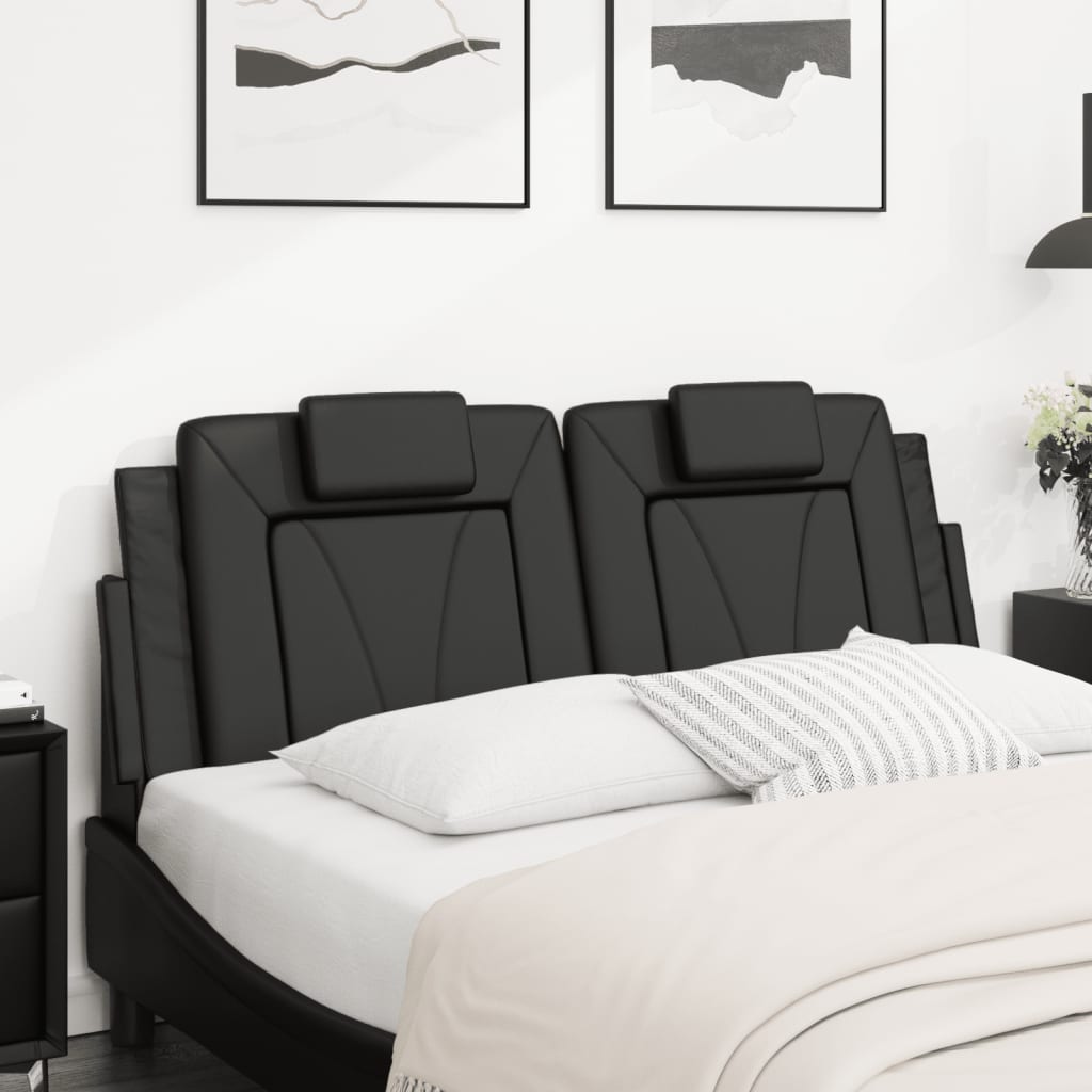 Headboard Cushion "Viana" Black 137 cm Double Faux Leather
