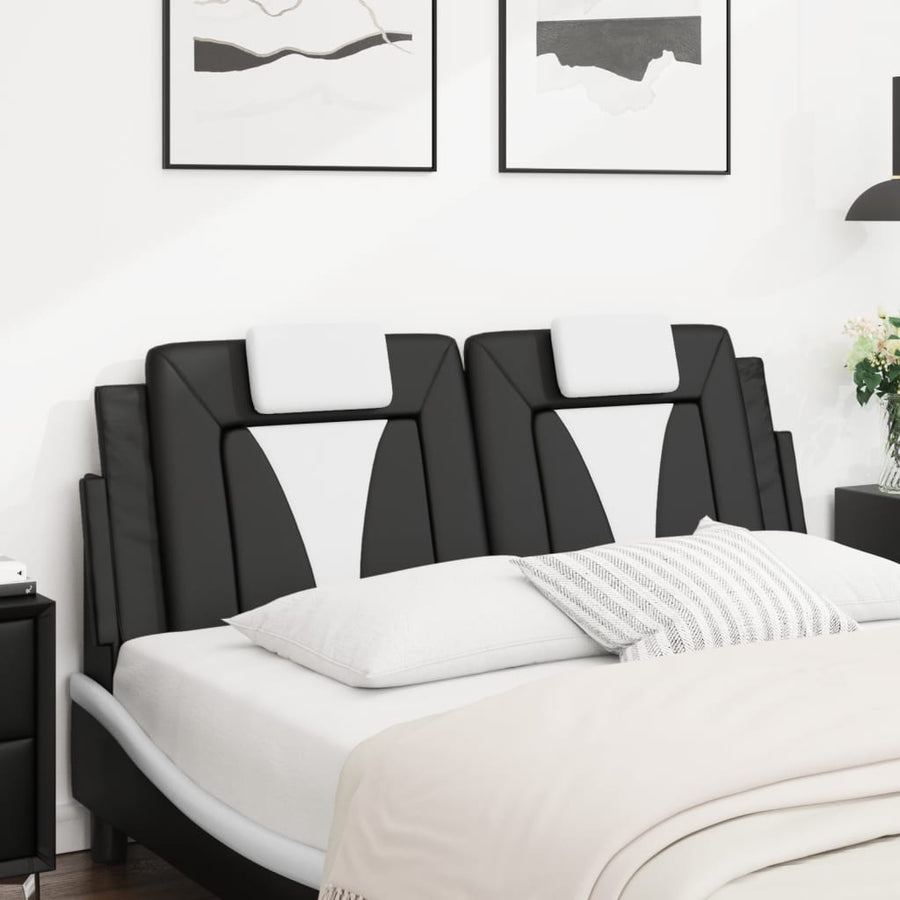 Headboard Cushion "Viana" Black and White 137 cm Faux Leather