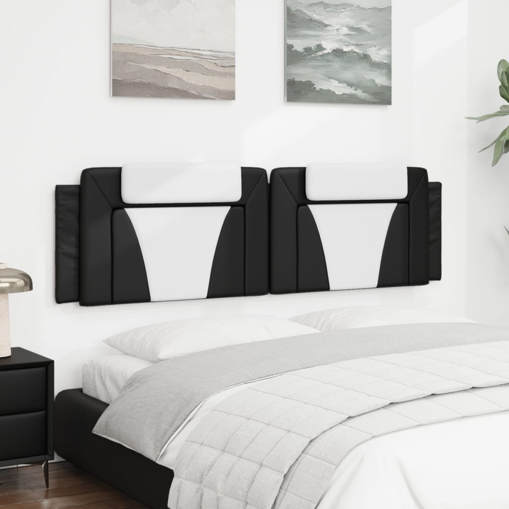 Headboard Cushion "Viana" Black and White 180 cm Faux Leather