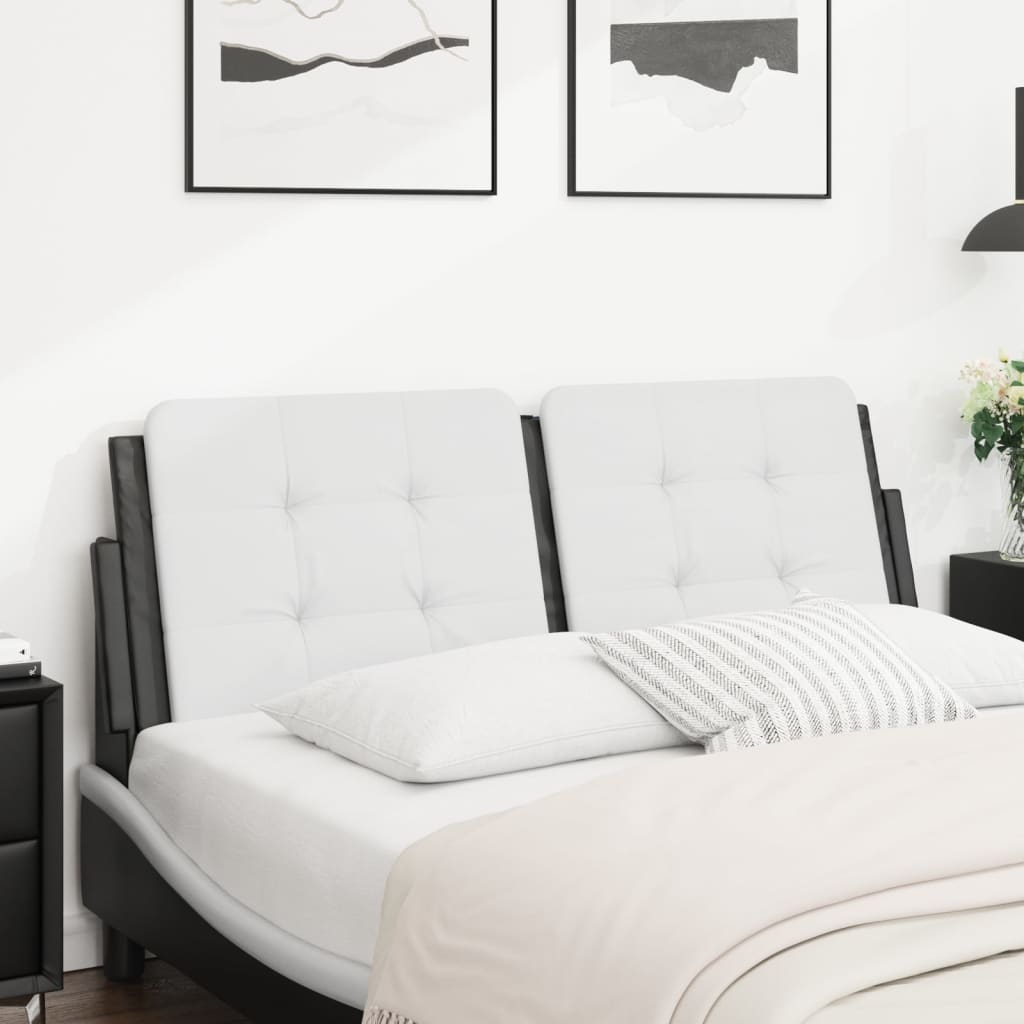 Headboard Cushion "Zadar" Black and White 137 cm Double Faux Leather