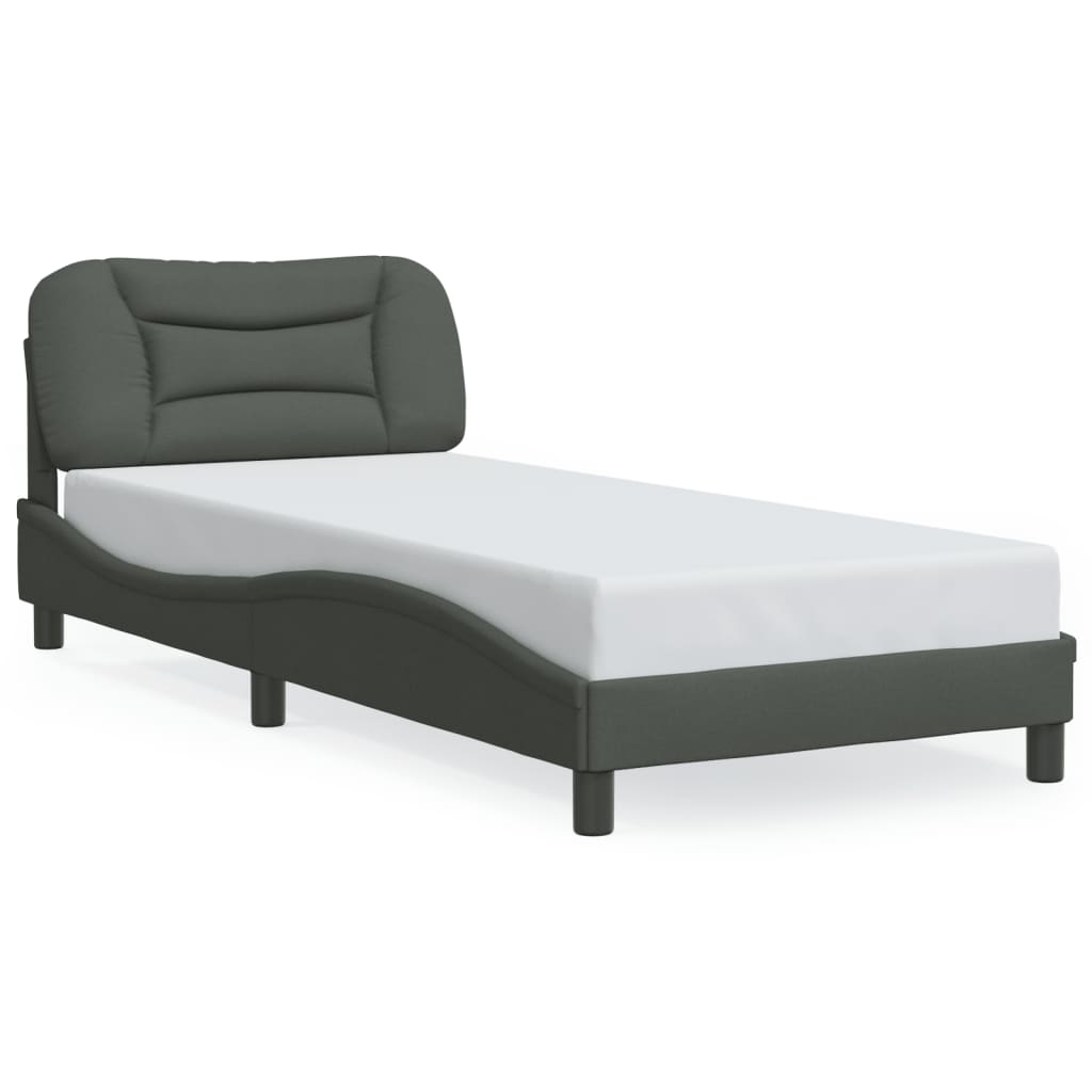 Bed Frame without Mattress "Hvar" Dark Grey 90x190 cm Fabric