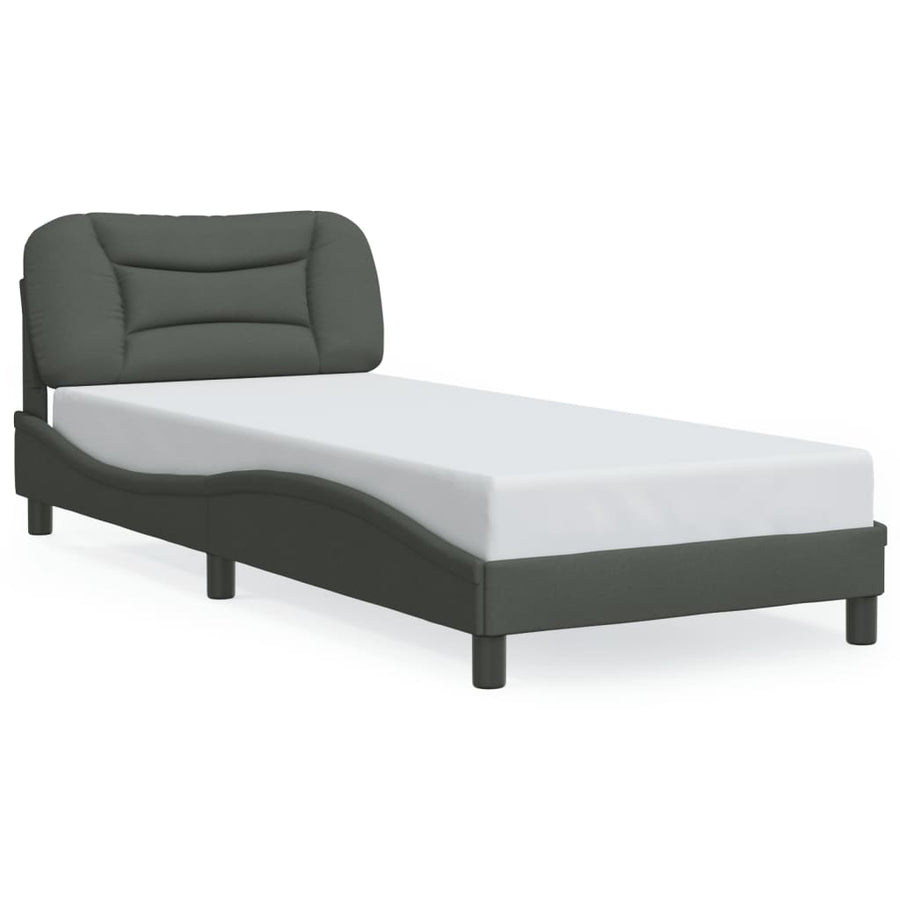 Bed Frame without Mattress "Hvar" Dark Grey 90x190 cm Fabric