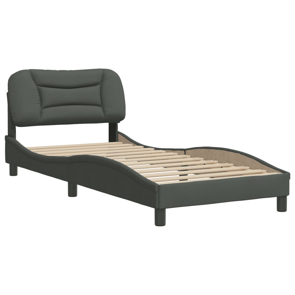Bed Frame without Mattress "Hvar" Dark Grey 90x190 cm Fabric