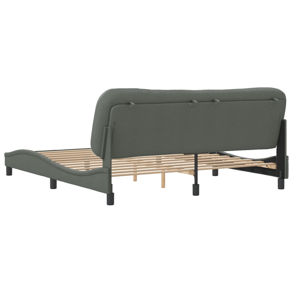 Bed Frame without Mattress "Hvar" Dark Grey 180x200 cm King Fabric