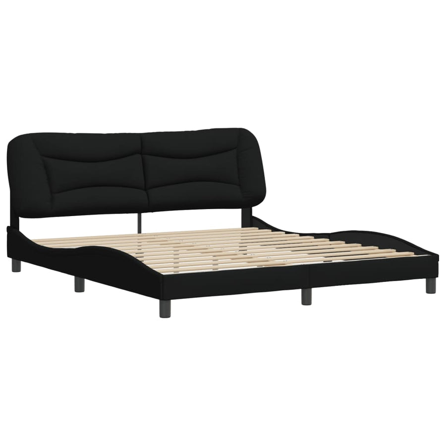 Bed Frame without Mattress "Hvar" Black 180x200 cm King Fabric