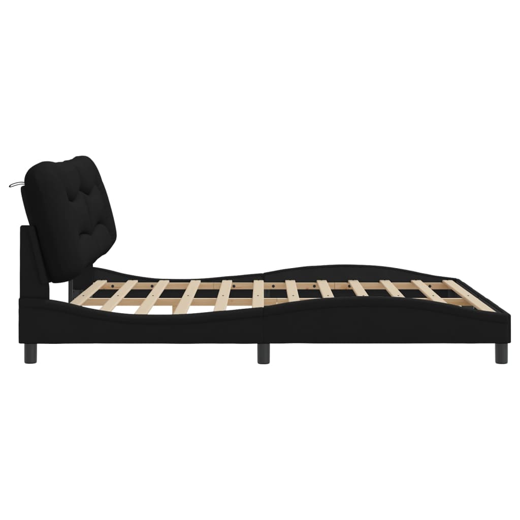 Bed Frame without Mattress "Hvar" Black 180x200 cm King Fabric